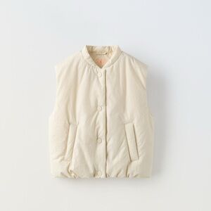 Zara|Kids Cream Padded Button Up Vest -Size 5-6 years